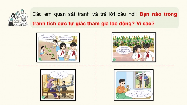 Soạn giáo án điện tử đạo đức 4 cánh diều Bài 6: Em tích cực tham gia lao động
