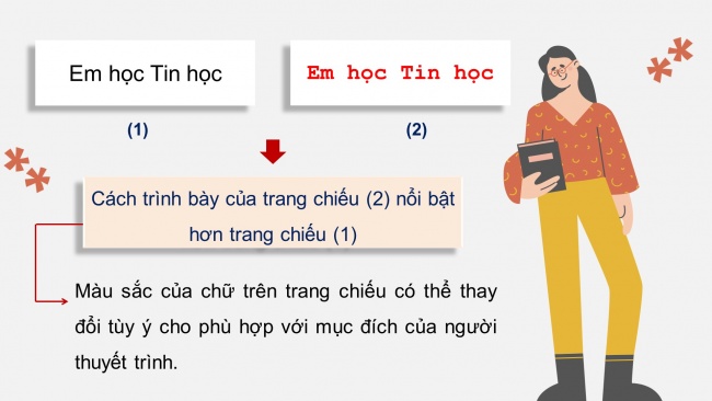 Soạn giáo án điện tử tin học 4 cánh diều Chủ đề E1 Bài 2: Định dạng văn bản trên trang chiếu