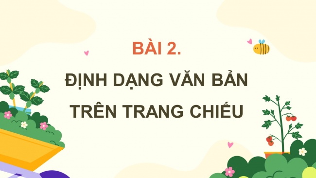 Soạn giáo án điện tử tin học 4 cánh diều Chủ đề E1 Bài 2: Định dạng văn bản trên trang chiếu