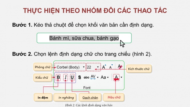 Soạn giáo án điện tử tin học 4 cánh diều Chủ đề E1 Bài 2: Định dạng văn bản trên trang chiếu