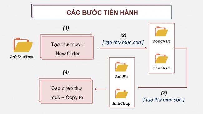 Soạn giáo án điện tử tin học 4 cánh diều Chủ đề C2 Bài 3: Thực hành tạo, sao chép, xoá thư mục và đổi tên, di chuyển tệp