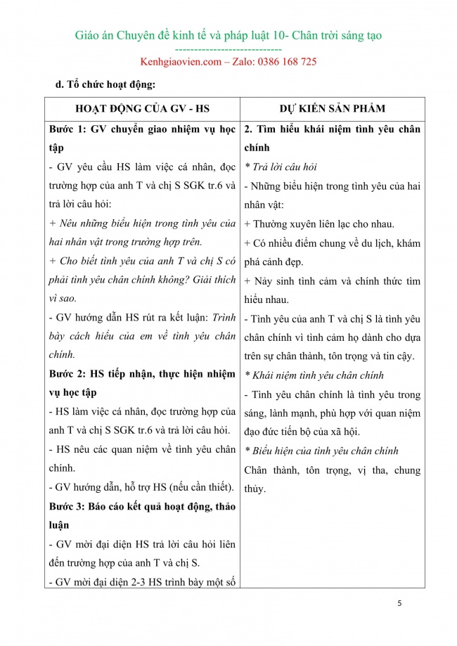 Giáo án word chuyên đề giáo dục kinh tế pháp luật 10 chân trời sáng tạo cả năm