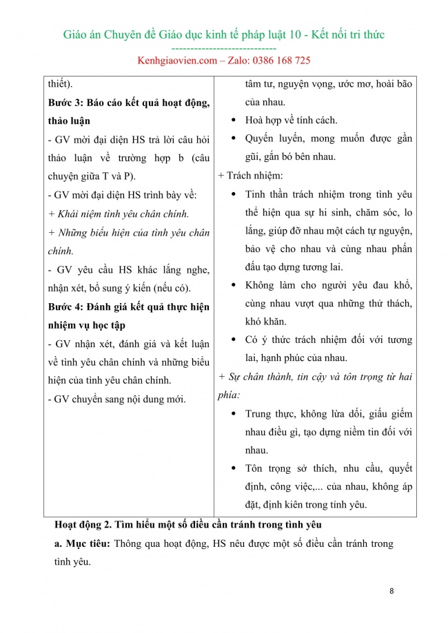 Giáo án word chuyên đề giáo dục kinh tế pháp luật 10 kết nối tri thức cả năm