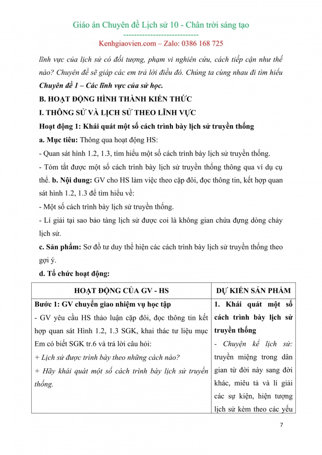 Giáo án word chuyên đề lịch sử 10 chân trời sáng tạo cả năm