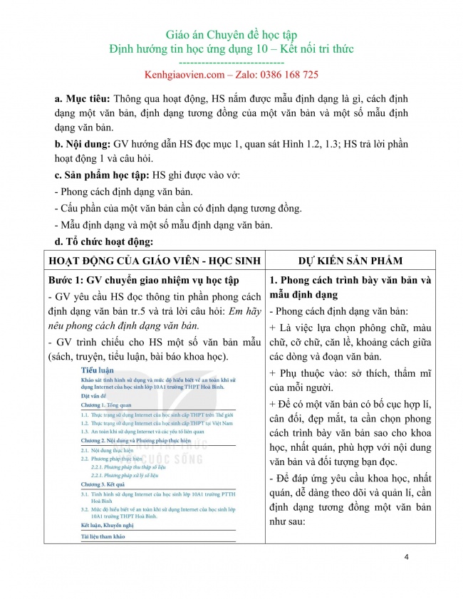 Giáo án word chuyên đề định hướng tin học ứng dụng 10 kết nối tri thức cả năm