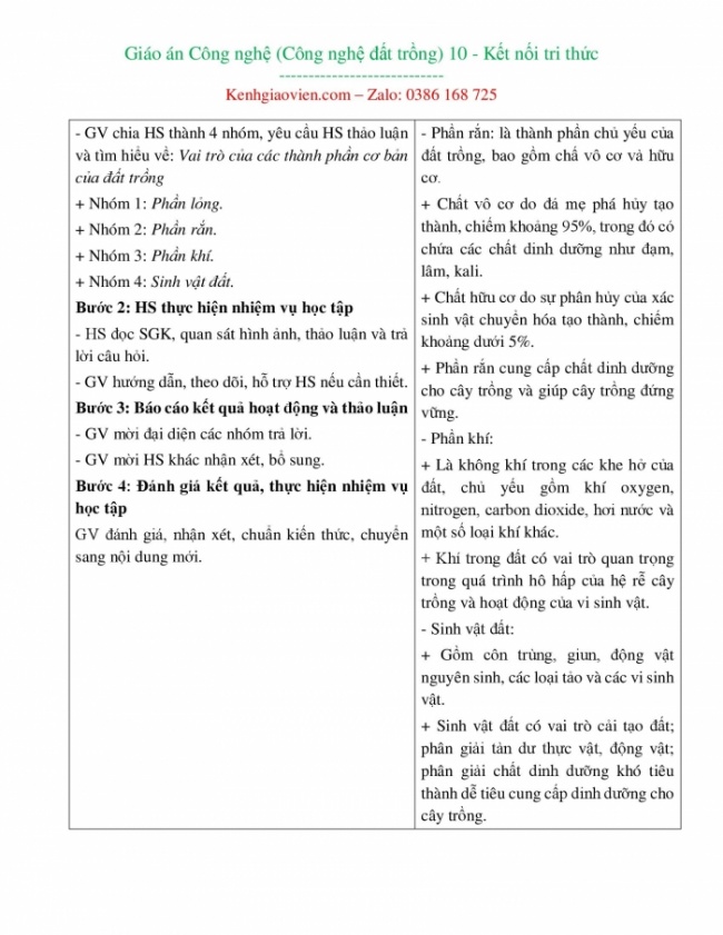 Tải GA word công nghệ trồng trọt 10 kết nối tri thức