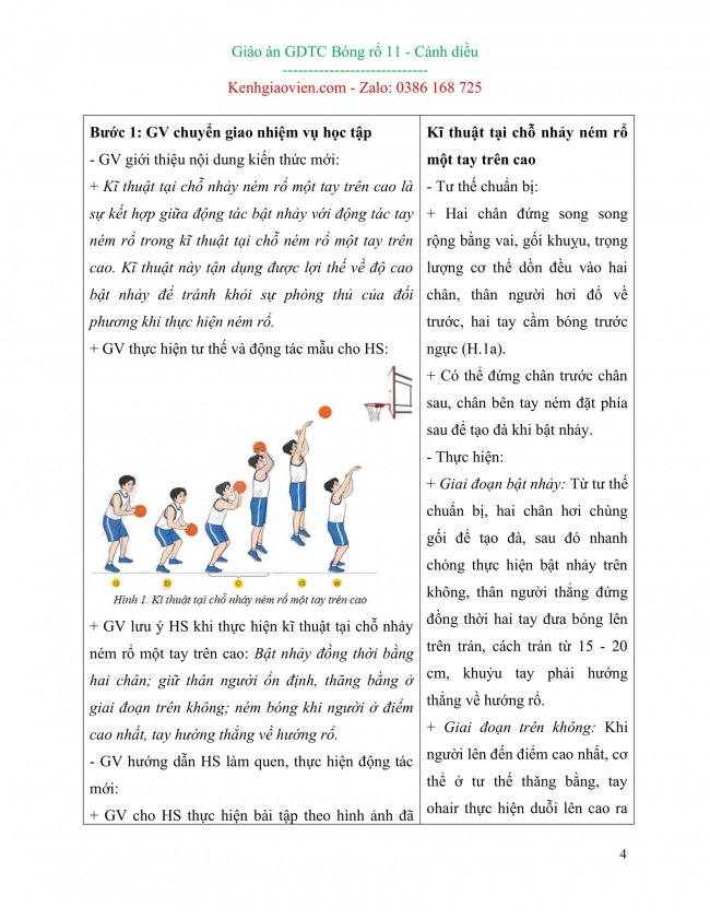 Giáo án bóng rổ 11 mới năm 2023 cánh diều