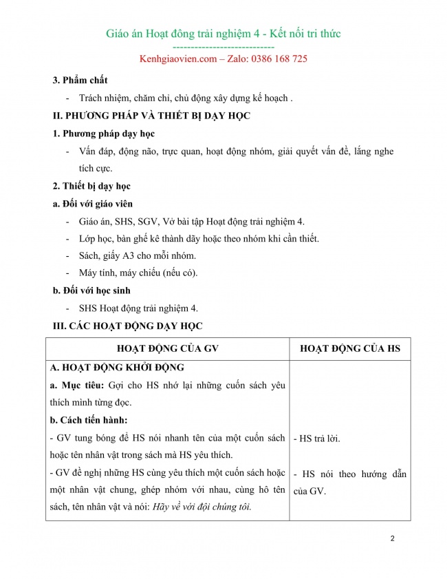 Giáo án hoạt động trải nghiệm 4 mới năm 2023 kết nối tri thức