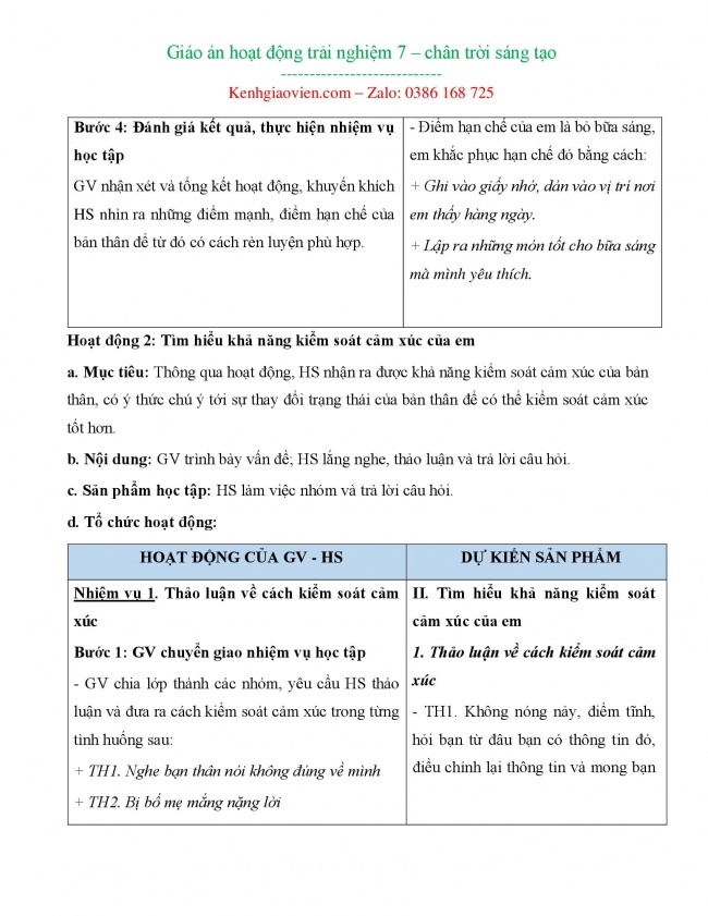 Tải GA word hoạt động trải nghiệm hướng nghiệp 7 chân trời sáng tạo