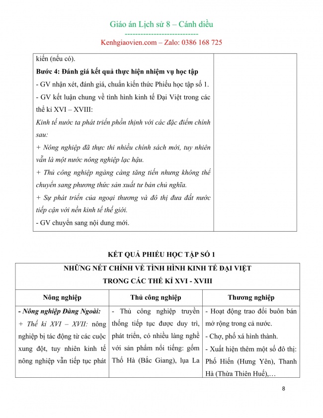 Giáo án lịch sử 8 mới năm 2023 cánh diều