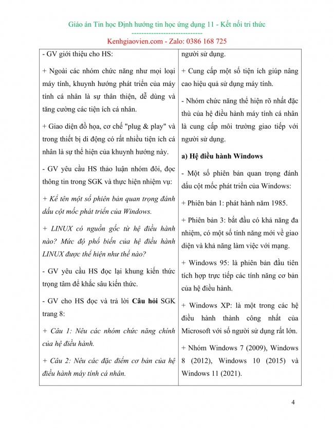 Giáo án tin học định hướng tin học ứng dụng 11 mới năm 2023 kết nối tri thức