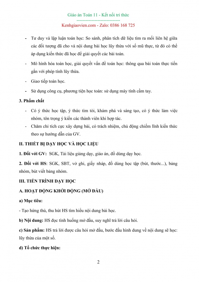 Giáo án toán 11 mới năm 2023 kết nối tri thức