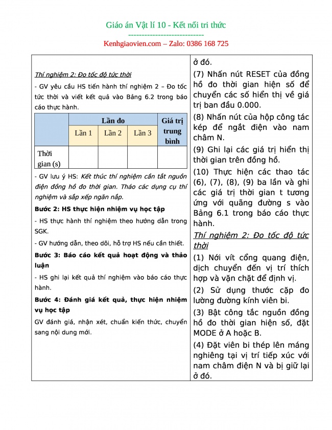 Tải GA word vật lí 10 kết nối tri thức