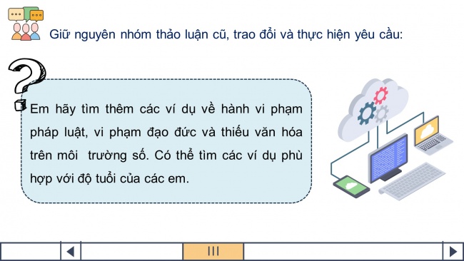 Soạn giáo án điện tử Tin học 8 CD Chủ đề D Bài: Sử dụng công nghệ kĩ thuật số có đạo đức và văn hoá