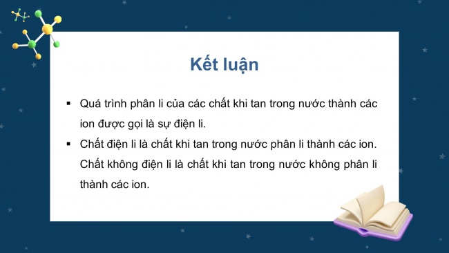 Soạn giáo án điện tử hóa học 11 Cánh diều  Bài 2: Sự điện li trong dung dịch nước. Thuyết Brønsted – Lowry về acid – base