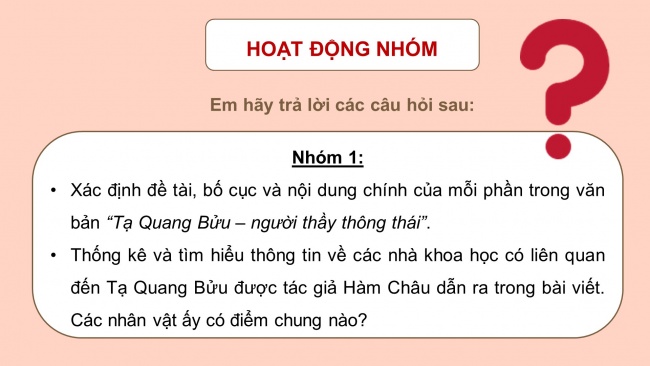 Soạn giáo án điện tử ngữ văn 11 Cánh diều Bài 4 Đọc 2: Tạ Quang Bửu - người thầy thông thái