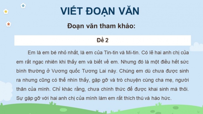 Soạn giáo án điện tử Tiếng Việt 4 CD Bài 7 Viết 3: Luyện tập viết đoạn văn tưởng tưởng; Nói và nghe 2: Trao đổi: Em đọc sách báo