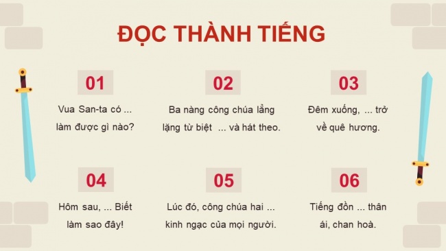 Soạn giáo án điện tử Tiếng Việt 4 CD Bài 8 Đọc 3: Ba nàng công chúa