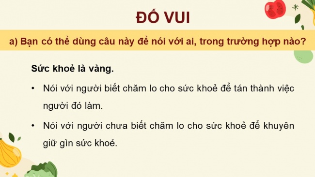 Soạn giáo án điện tử Tiếng Việt 4 CD Bài 9 Góc sáng tạo: Trò chơi: Đố vui về sức khoẻ; Tự đánh giá: Nghìn thang thuốc bổ