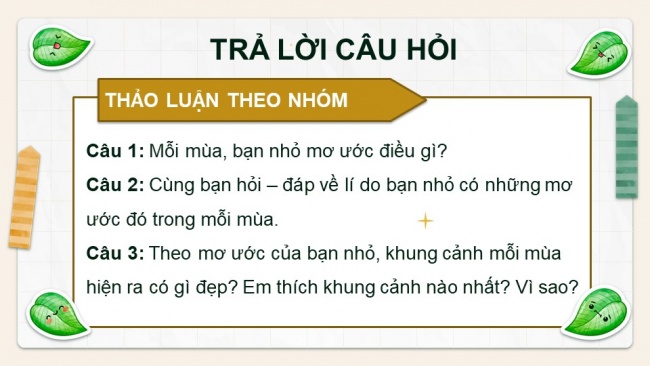 Soạn giáo án điện tử tiếng việt 4 KNTT Bài 28 Đọc Bốn mùa mơ ước