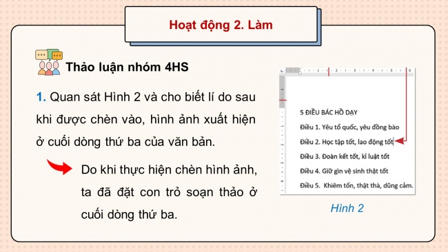 Soạn giáo án điện tử tin học 4 CTST Bài 8: Chèn hình ảnh, sao chép, di chuyển, xoá văn bản