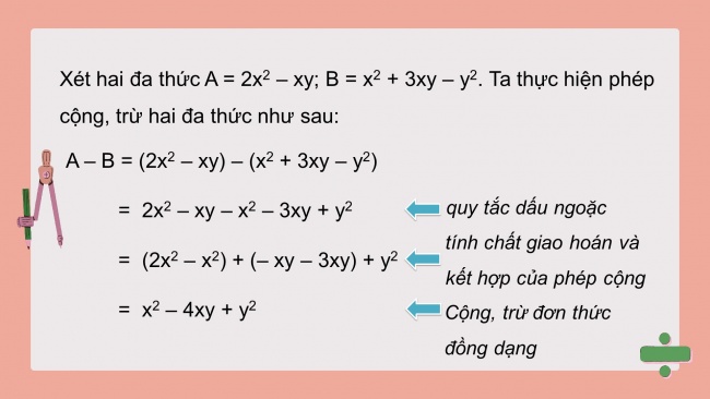 Soạn giáo án điện tử Toán 8 CTST Chương 1 Bài 2: Các phép toán với đa thức nhiều biến