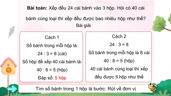 Soạn giáo án điện tử toán 4 CTST Bài 7: Bài toán liên quan đến rút về đơn vị (tiếp theo)