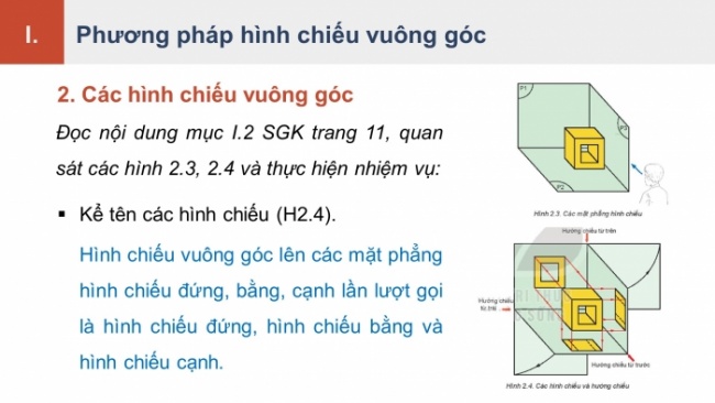 Soạn giáo án điện tử Công nghệ 8 KNTT Bài 2: Hình chiếu vuông góc