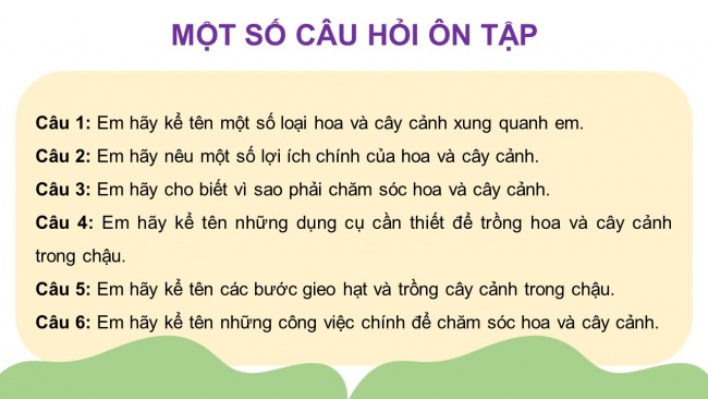 Soạn giáo án điện tử công nghệ 4 CTST : Ôn tập Phần 1