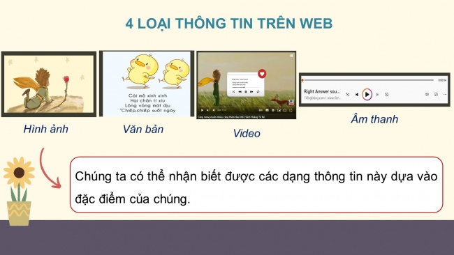 Soạn giáo án điện tử tin học 4 cánh diều Chủ đề B Bài 1: Các loại thông tin chính trên trang web