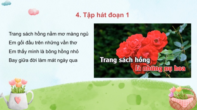 Soạn giáo án điện tử âm nhạc 4 cánh diều Tiết 1: Hát: Em là bông hồng nhỏ