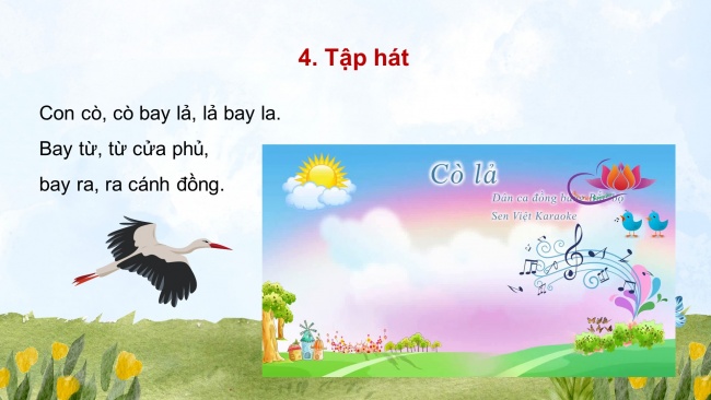 Soạn giáo án điện tử âm nhạc 4 cánh diều Tiết 5: Hát: Cò lả