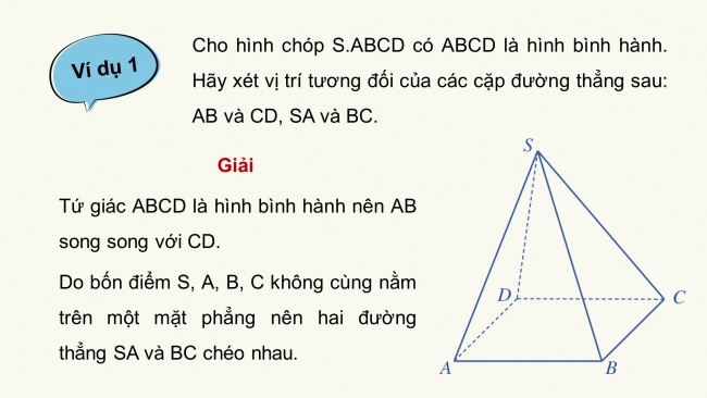 Soạn giáo án điện tử toán 11 Cánh diều Bài 2: Hai đường thẳng song song trong không gian