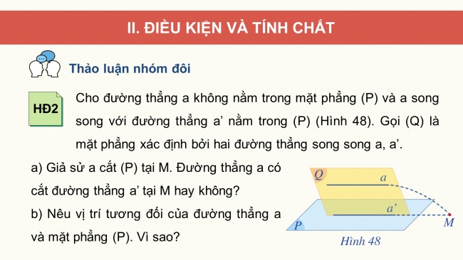 Soạn giáo án điện tử toán 11 Cánh diều Bài 3: Đường thẳng và mặt phẳng song song