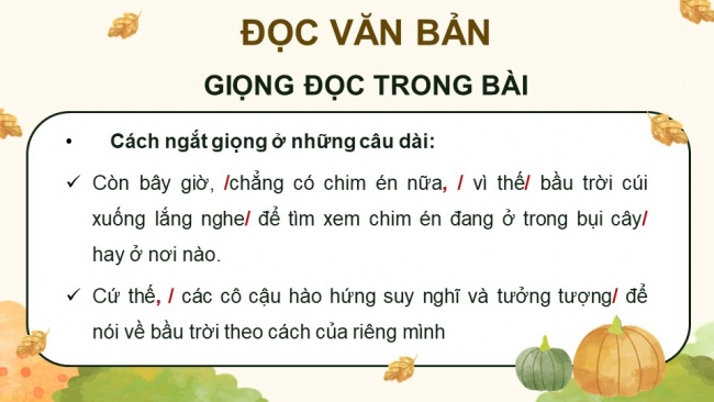 Soạn giáo án điện tử tiếng việt 4 KNTT Bài 20 Đọc Bầu trời mùa thu