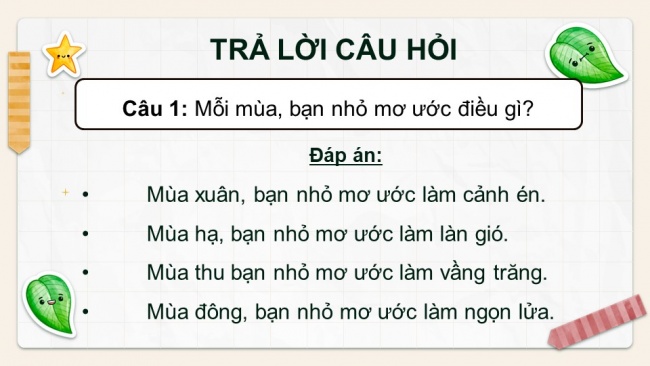 Soạn giáo án điện tử tiếng việt 4 KNTT Bài 28 Đọc Bốn mùa mơ ước