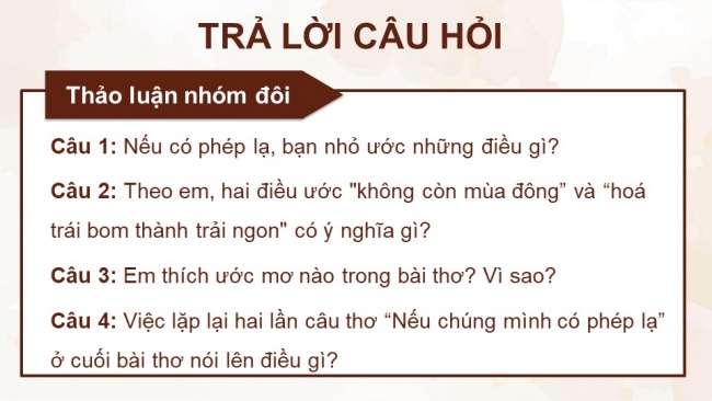 Soạn giáo án điện tử tiếng việt 4 KNTT Bài 31 Đọc Nếu chúng mình có phép lạ