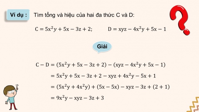 Soạn giáo án điện tử Toán 8 KNTT Bài 3: Phép cộng và phép trừ đa thức