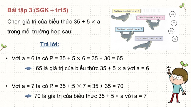 Soạn giáo án điện tử toán 4 KNTT bài 4:Biểu thức chứa chữ