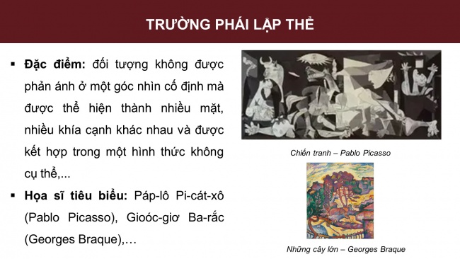 Soạn giáo án điện tử Mĩ thuật 8 KNTT Bài 7: Một số trường phái mĩ thuật phương Tây thời kì hiện đại