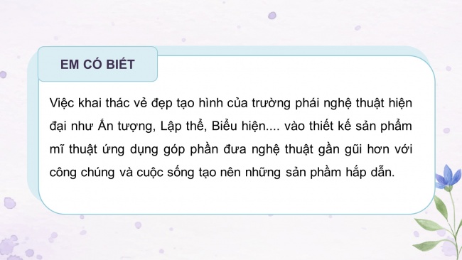 Soạn giáo án điện tử Mĩ thuật 8 KNTT Bài 8: Nghệ thuật trang trí đồ gia dụng