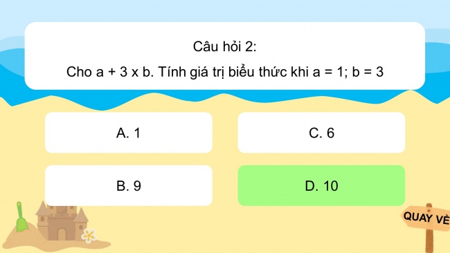 Soạn giáo án điện tử toán 4 CTST Bài 11: Biểu thức có chứa chữ (tiếp theo)