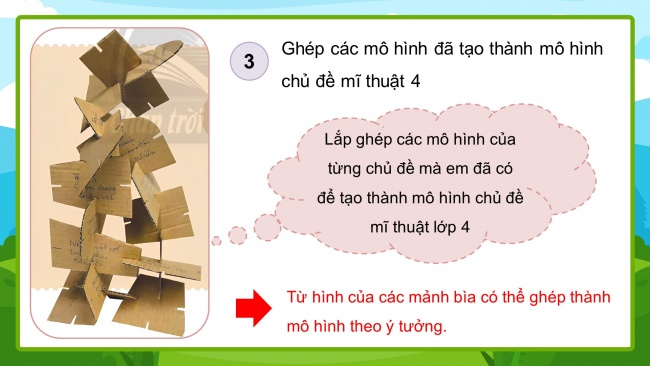 Soạn giáo án điện tử mĩ thuật 4 CTST bản 1 Bài tổng kết: Mô hình bài học từ những mảnh ghép
