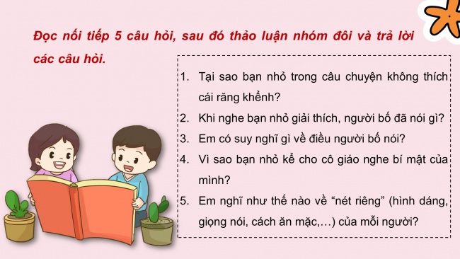 Soạn giáo án điện tử tiếng việt 4 cánh diều Bài 1 Đọc 2: Cái răng khểnh