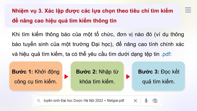 Soạn giáo án điện tử tin học ứng dụng 11 KNTT Bài 7: Thực hành tìm kiếm thông tin trên Internet