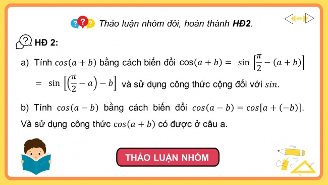 Soạn giáo án điện tử toán 11 Cánh diều Bài 2: Các phép biến đổi lượng giác