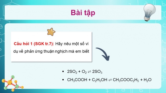 Soạn giáo án điện tử hóa học 11 Cánh diều  Bài 1: Mở đầu về cân bằng hoá học