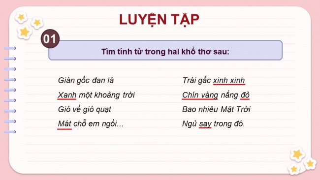 Soạn giáo án điện tử Tiếng Việt 4 CD Bài 7 Luyện từ và câu 1: Tính từ