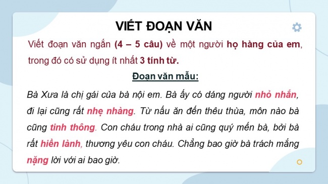 Soạn giáo án điện tử Tiếng Việt 4 CD Bài 7 Luyện từ và câu 2: Luyện tập về tính từ