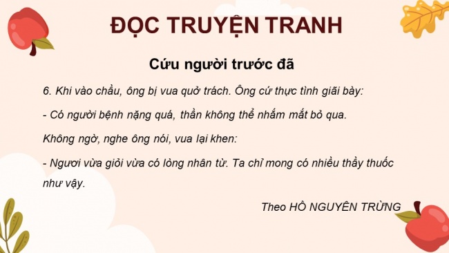 Soạn giáo án điện tử Tiếng Việt 4 CD Bài 9 Nói và nghe 1: Kể chuyện: Cứu người trước đã